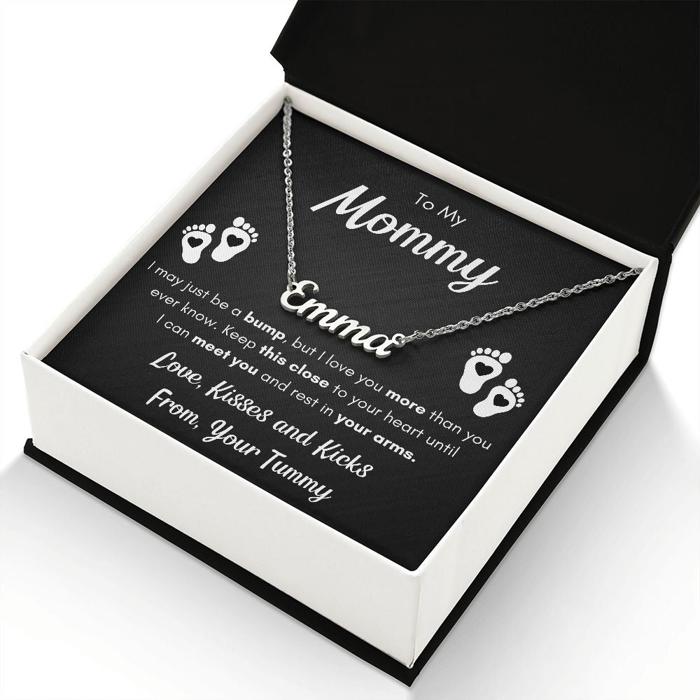 TO MY MOMMY BUMP NAME NECKLACE GIFT SET