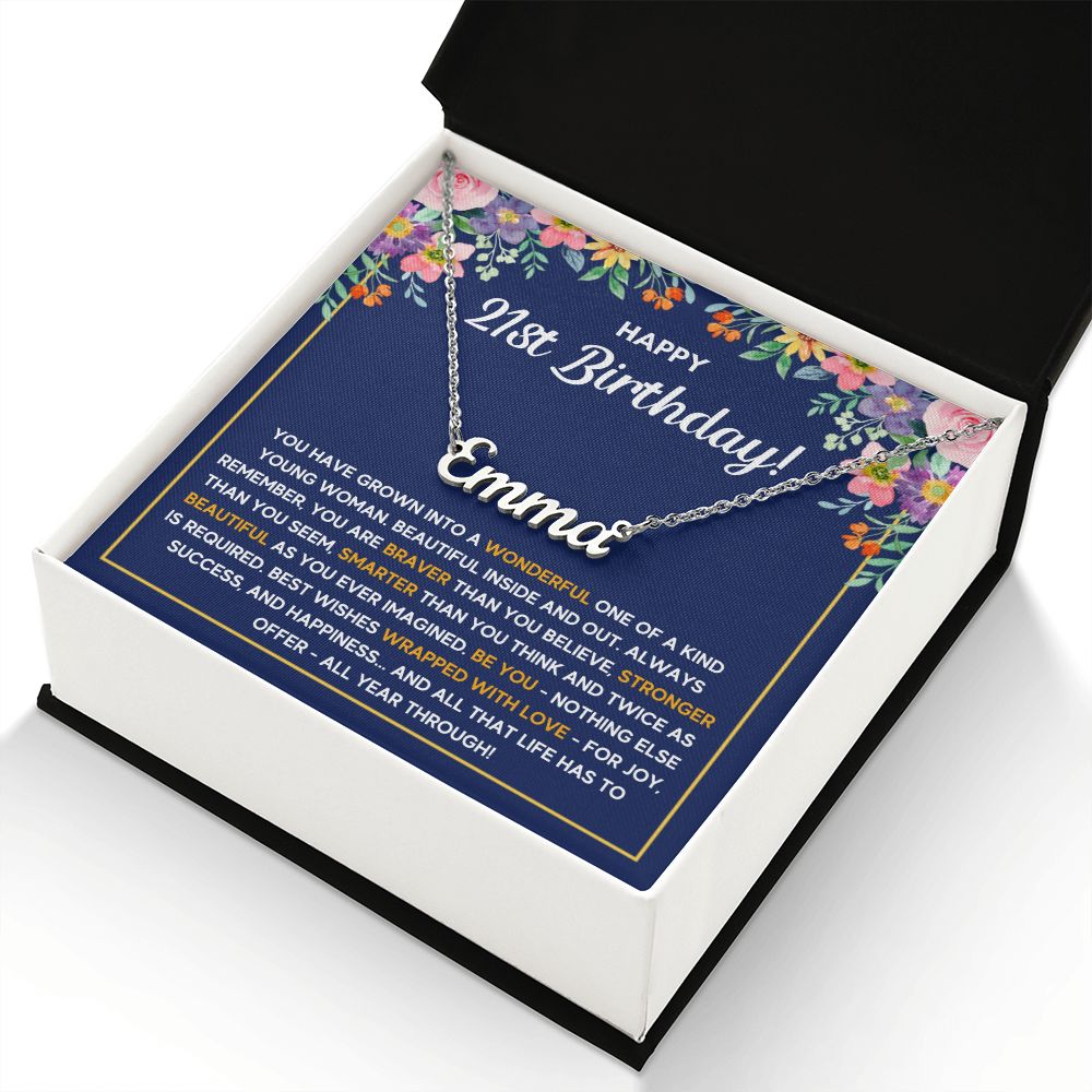 21ST BIRTHDAY WRAPPED CUSTOM NAME NECKLACE