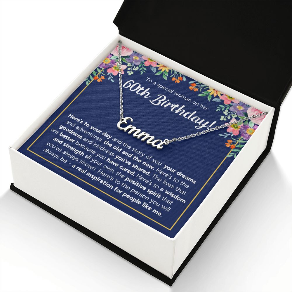 60TH BIRTHDAY PINK WISDOM CUSTOM NAME NECKLACE