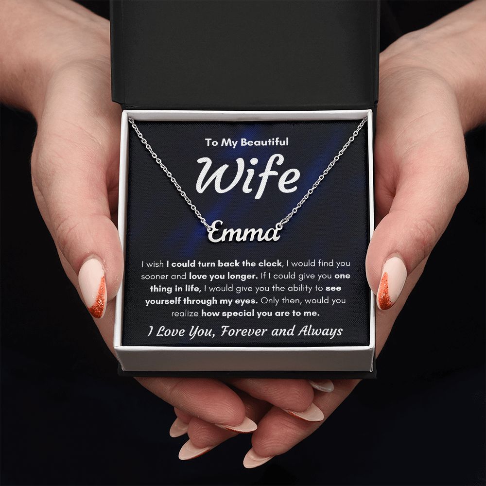 TO MY WIFE SOONER NAME NECKLACE GIFT SET