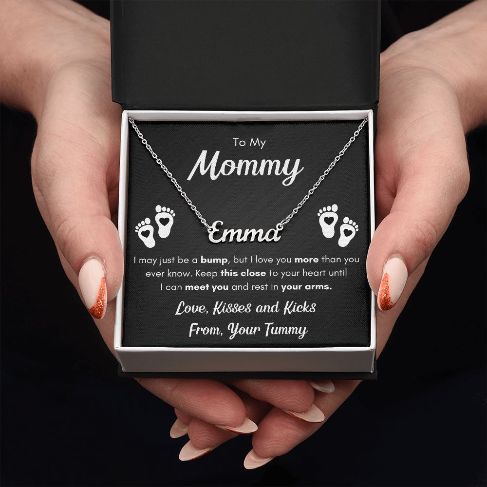 TO MY MOMMY BUMP NAME NECKLACE GIFT SET