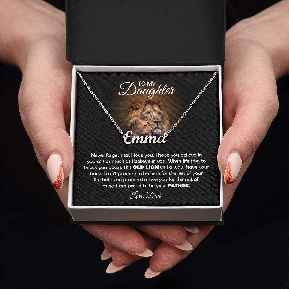 TO MY DAUGHTER OLD LION NAME NECKLACE GIFT SET