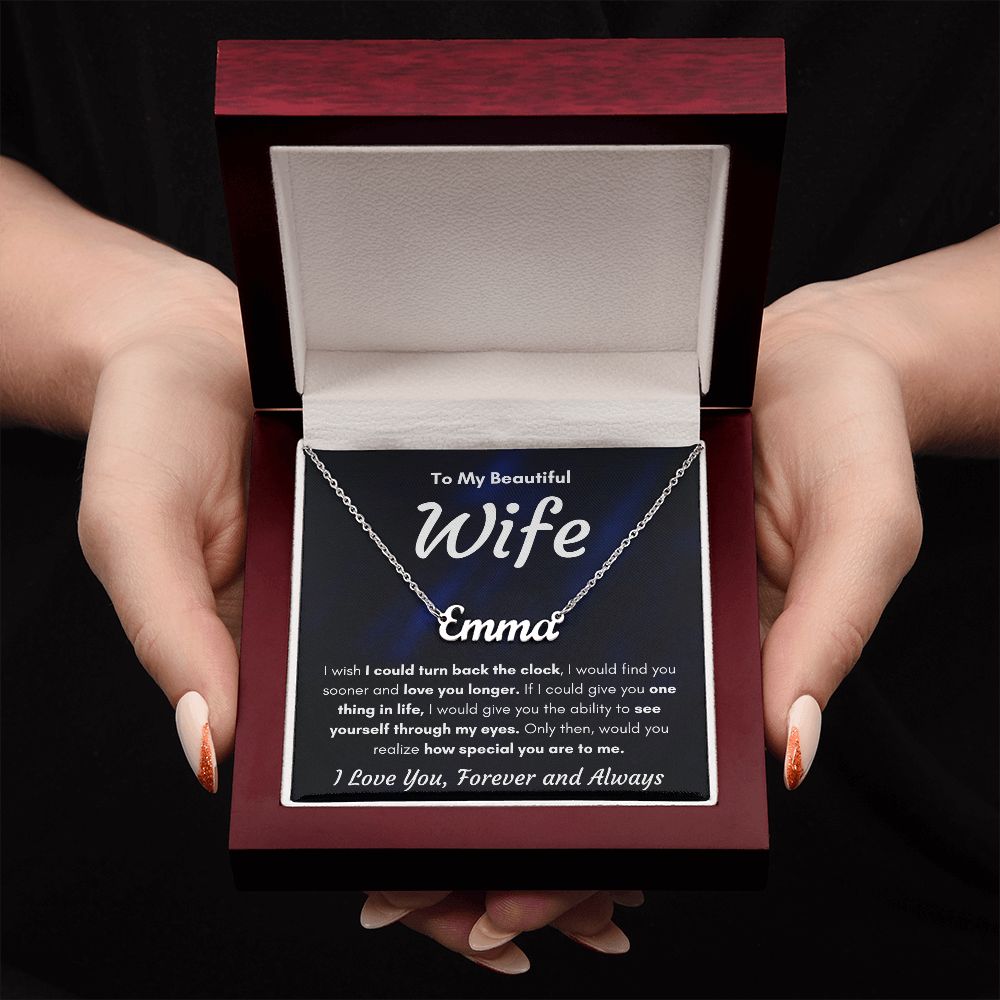 TO MY WIFE SOONER NAME NECKLACE GIFT SET