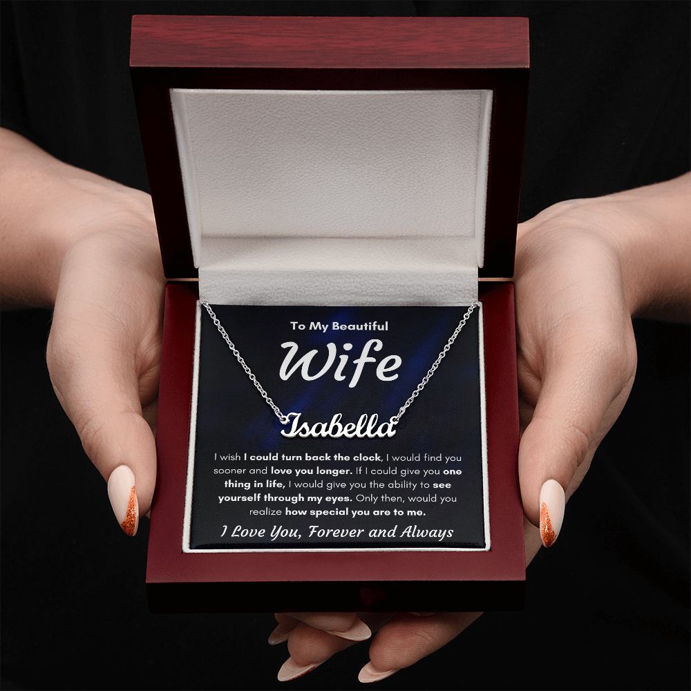 TO MY WIFE SOONER NAME NECKLACE GIFT SET