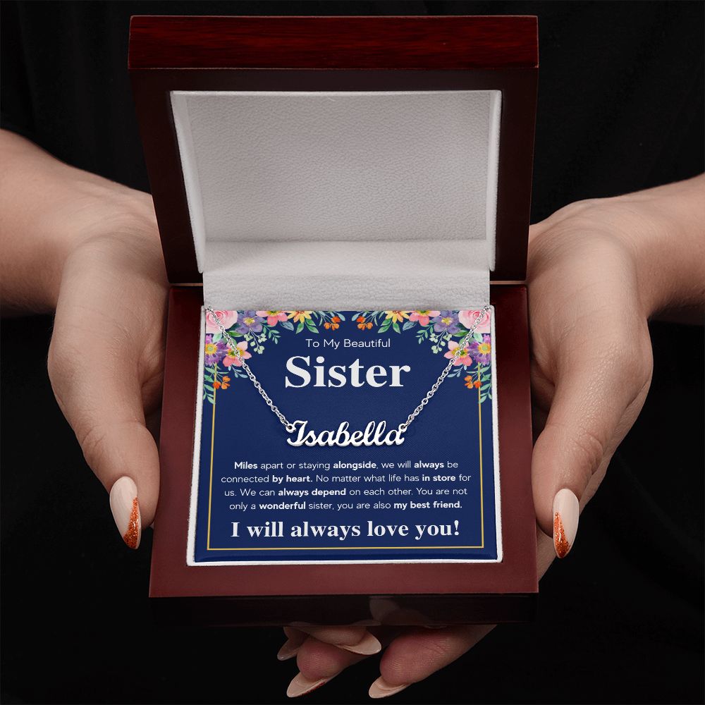 TO MY SISTER CONNECTED NAME NECKLACE GIFT SET