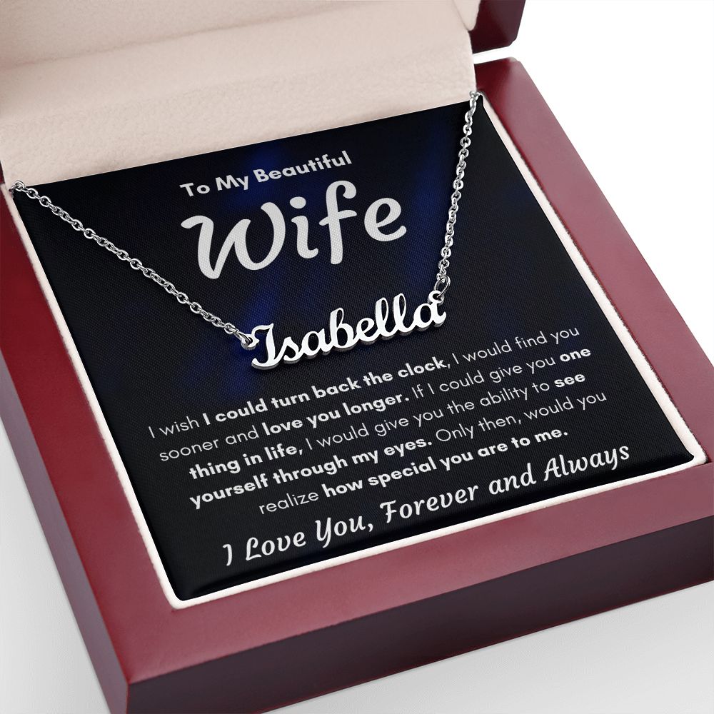 TO MY WIFE SOONER NAME NECKLACE GIFT SET