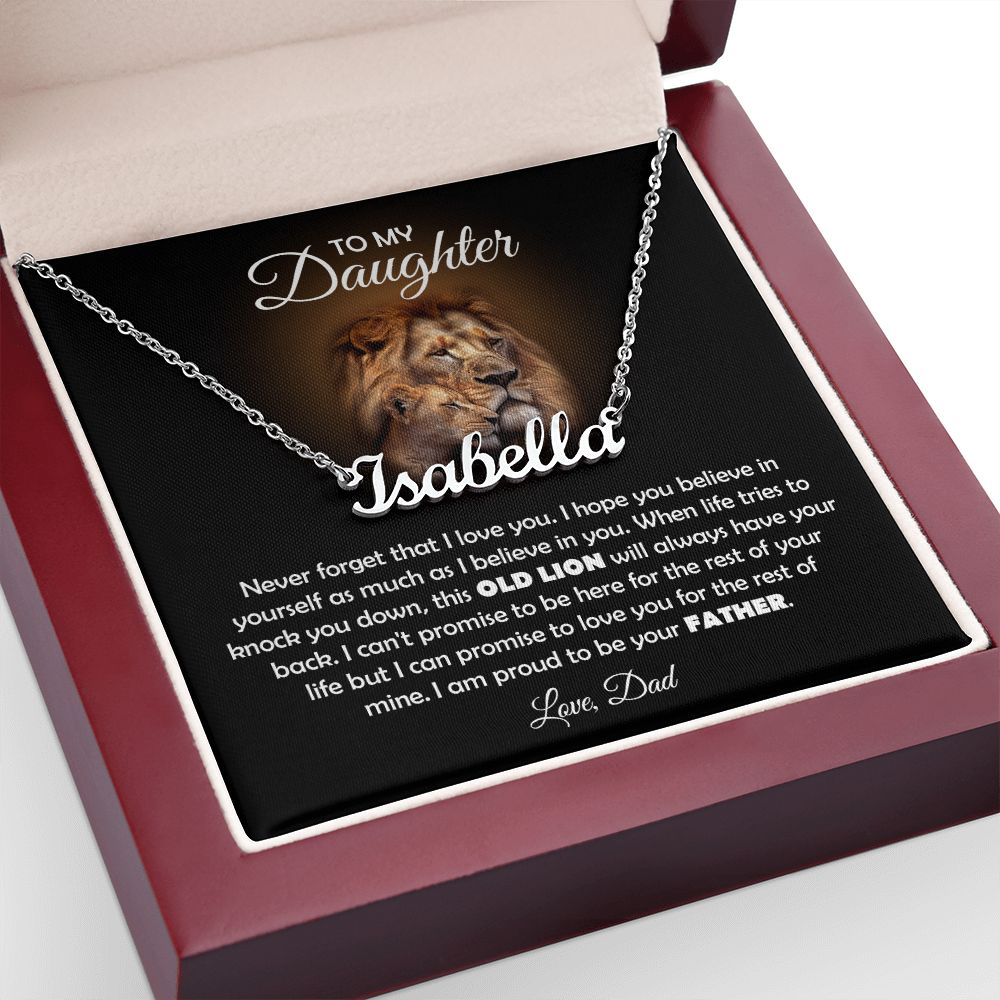 TO MY DAUGHTER OLD LION NAME NECKLACE GIFT SET