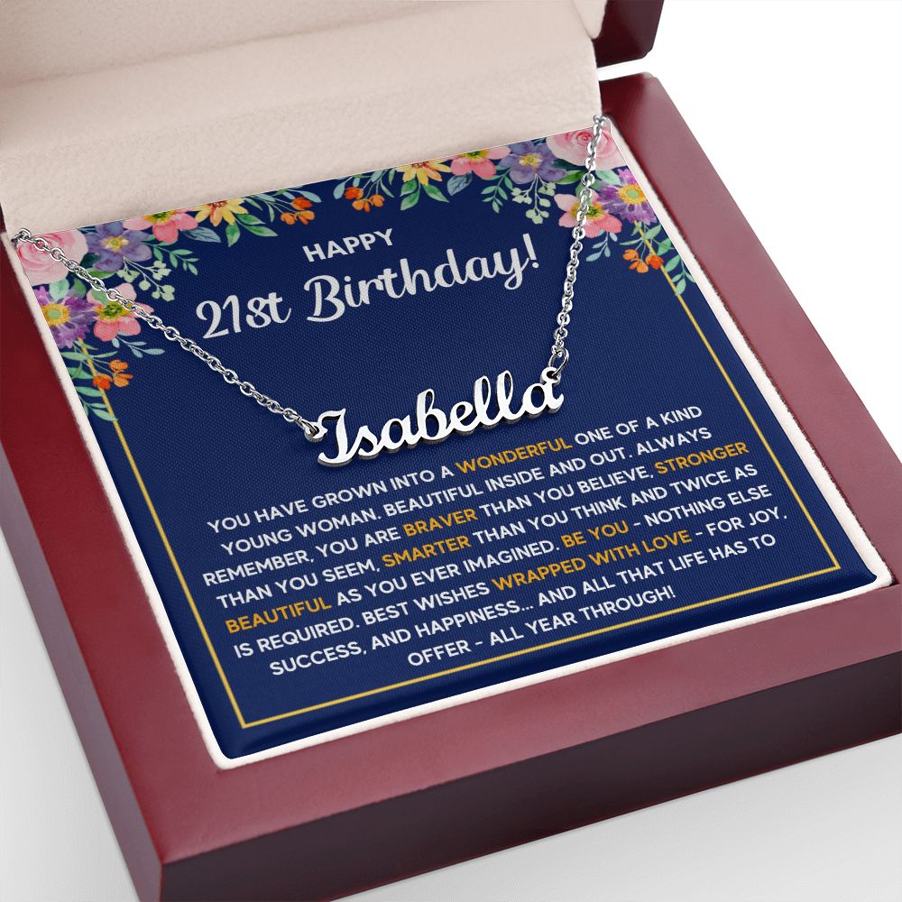21ST BIRTHDAY WRAPPED CUSTOM NAME NECKLACE