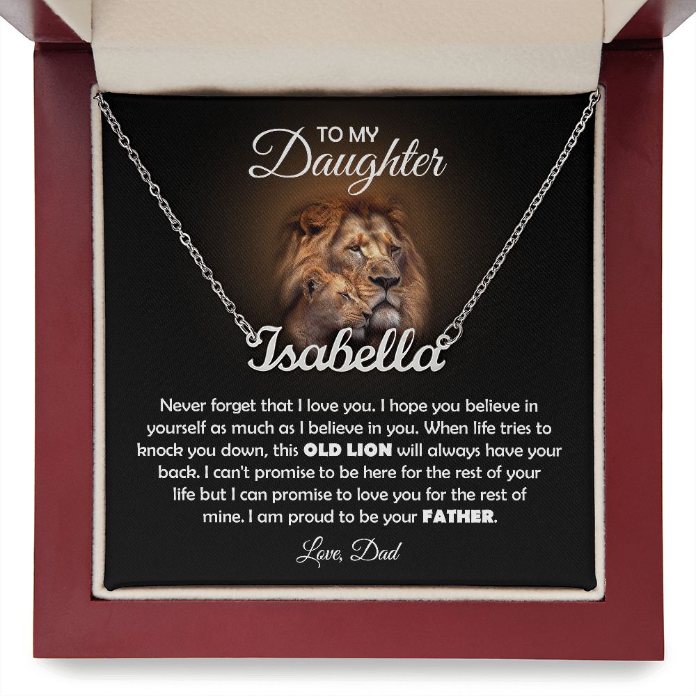 TO MY DAUGHTER OLD LION NAME NECKLACE GIFT SET