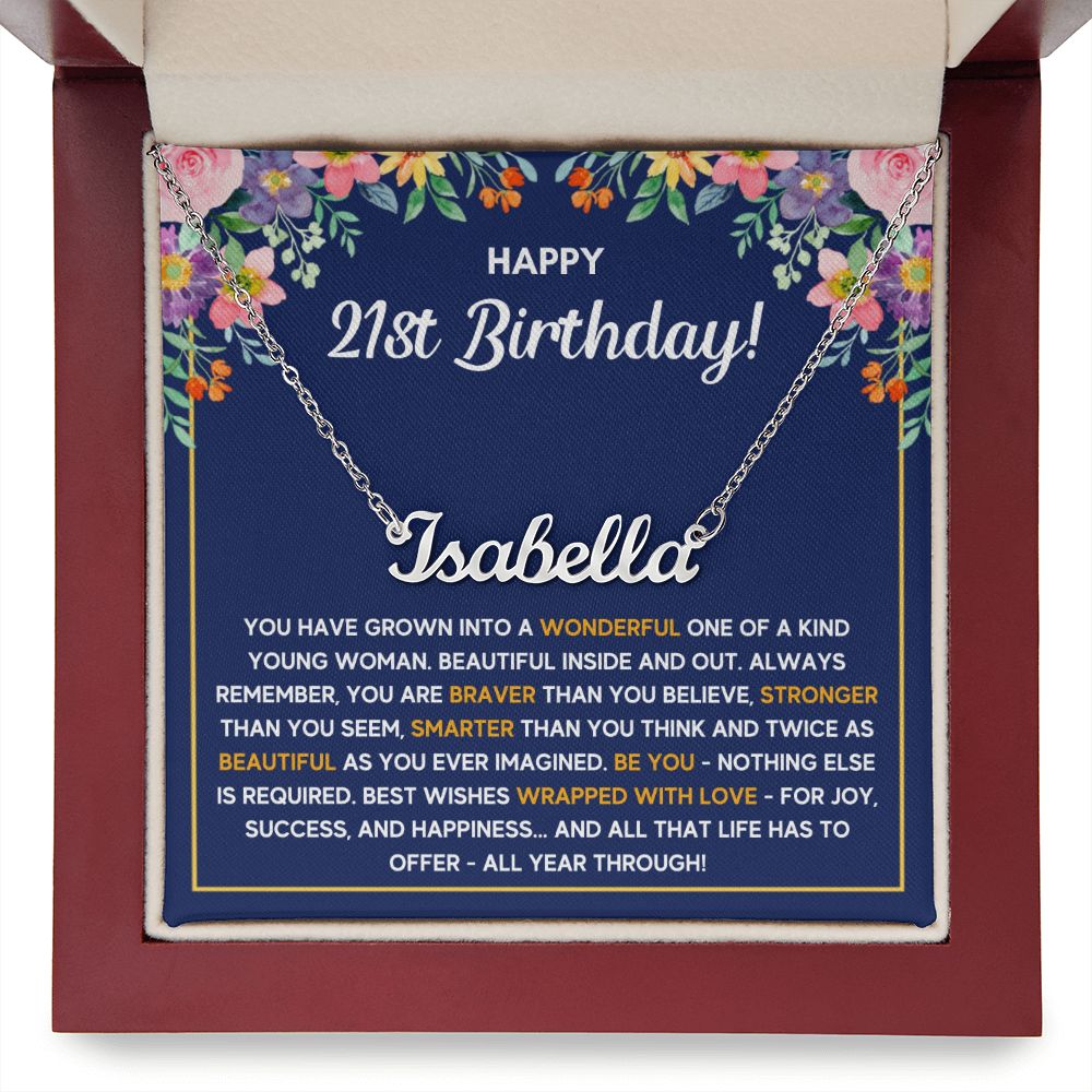 21ST BIRTHDAY WRAPPED CUSTOM NAME NECKLACE