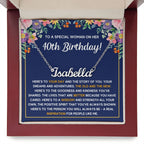40TH BIRTHDAY PINK WISDOM CUSTOM NAME NECKLACE