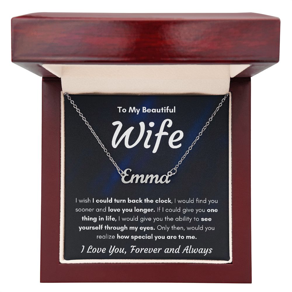 TO MY WIFE SOONER NAME NECKLACE GIFT SET