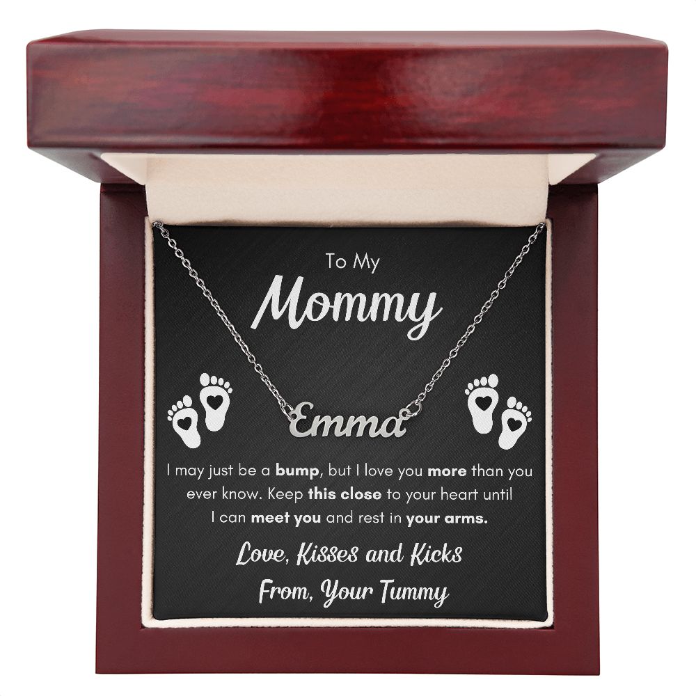 TO MY MOMMY BUMP NAME NECKLACE GIFT SET