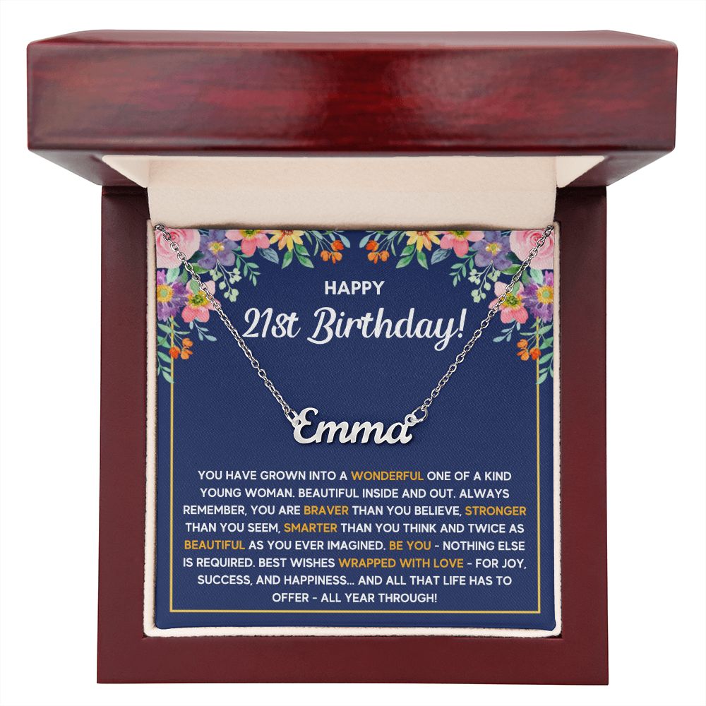 21ST BIRTHDAY WRAPPED CUSTOM NAME NECKLACE