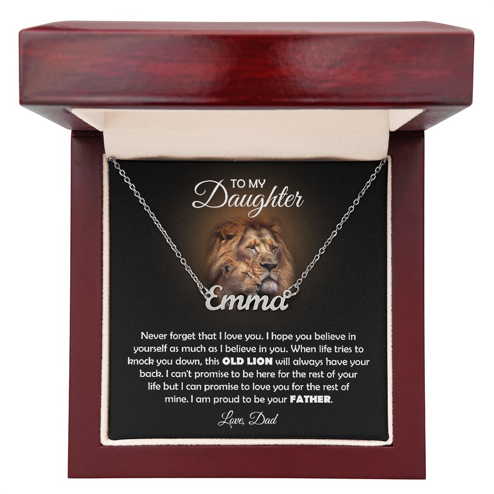 TO MY DAUGHTER OLD LION NAME NECKLACE GIFT SET