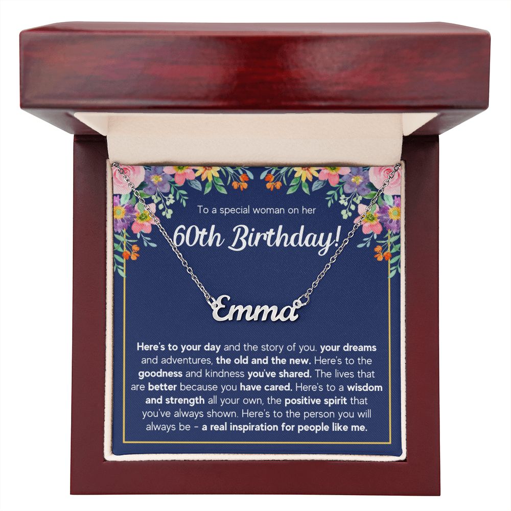 60TH BIRTHDAY PINK WISDOM CUSTOM NAME NECKLACE