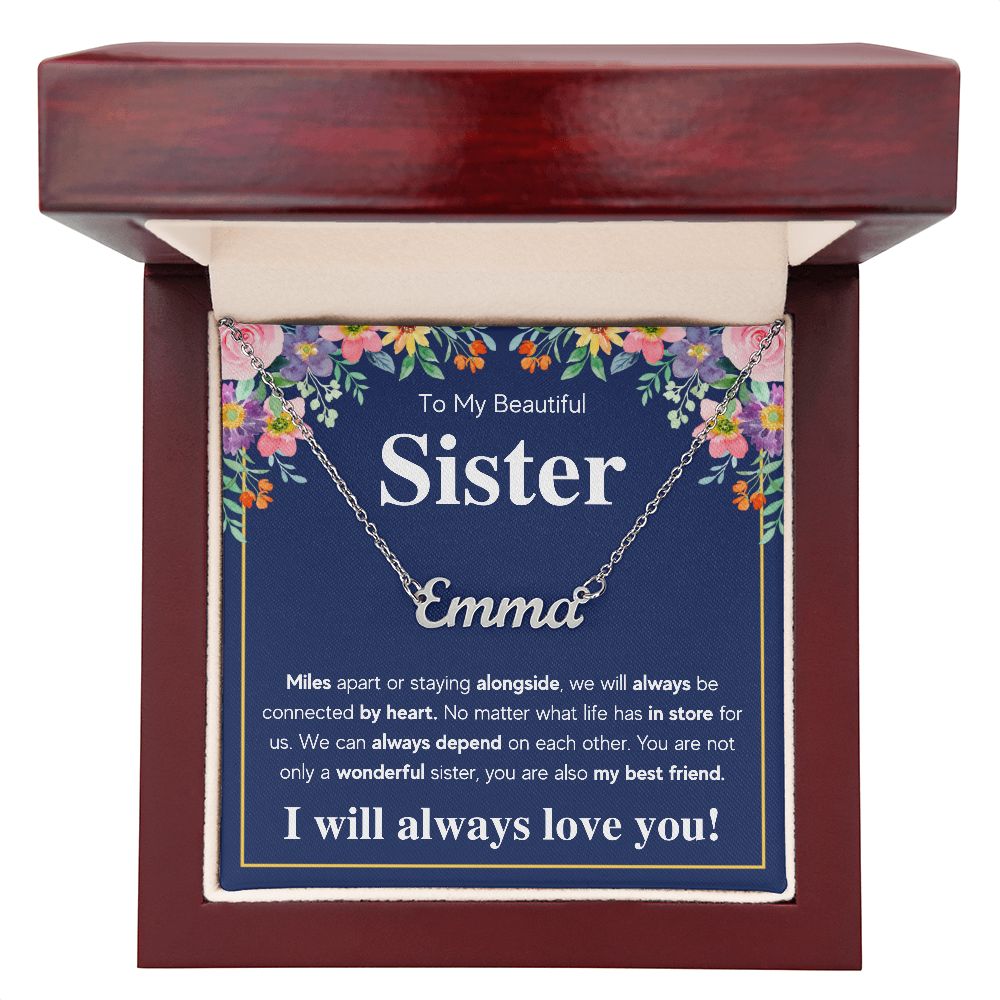 TO MY SISTER CONNECTED NAME NECKLACE GIFT SET