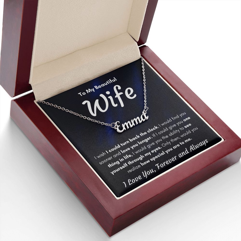 TO MY WIFE SOONER NAME NECKLACE GIFT SET