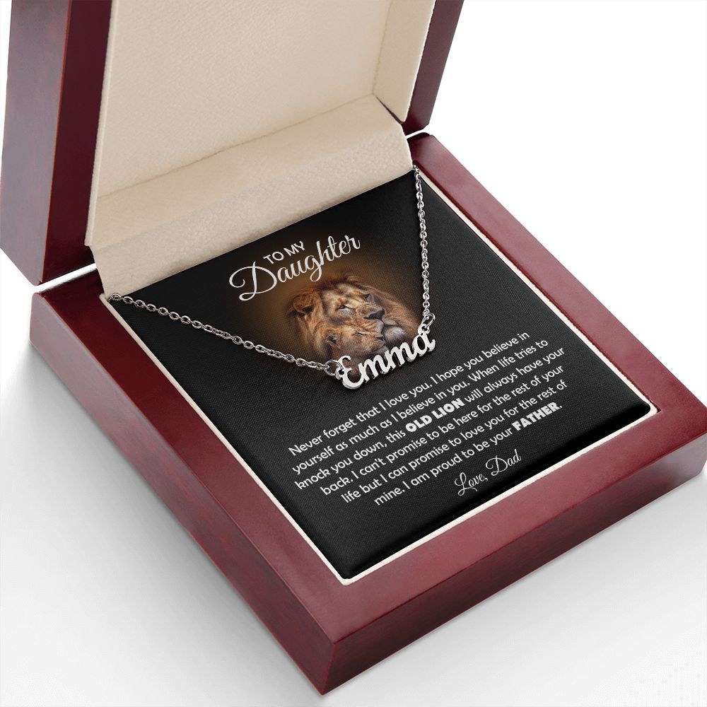 TO MY DAUGHTER OLD LION NAME NECKLACE GIFT SET