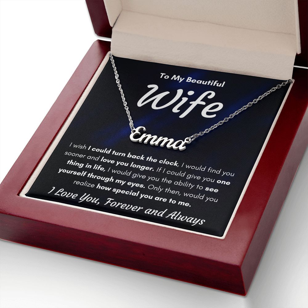 TO MY WIFE SOONER NAME NECKLACE GIFT SET