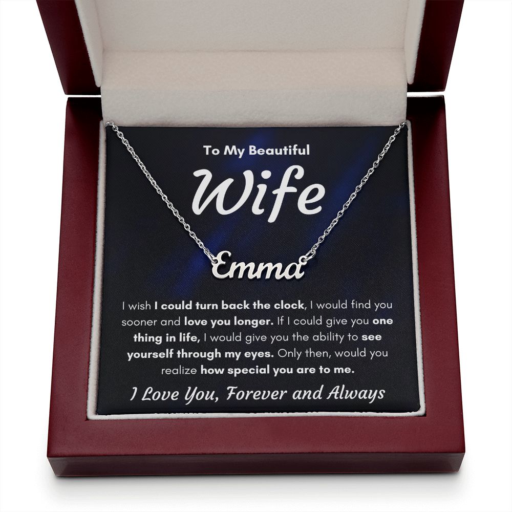 TO MY WIFE SOONER NAME NECKLACE GIFT SET