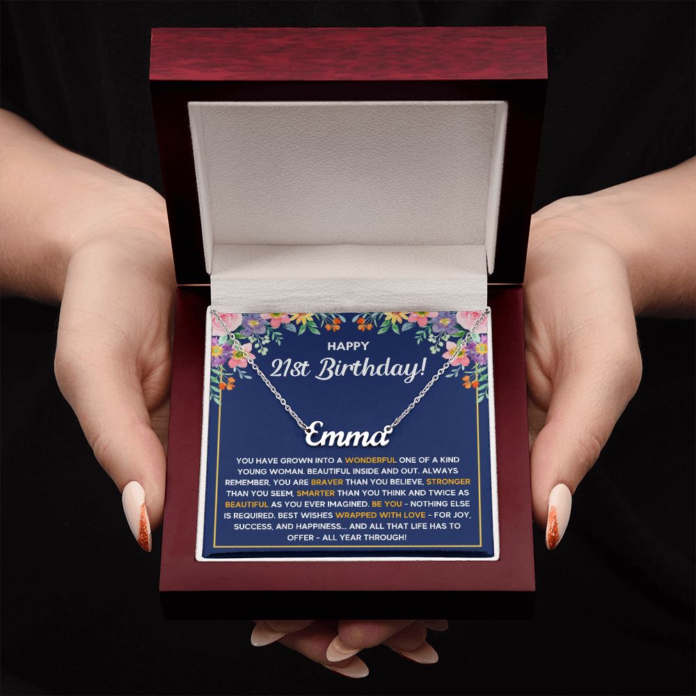 21ST BIRTHDAY WRAPPED CUSTOM NAME NECKLACE