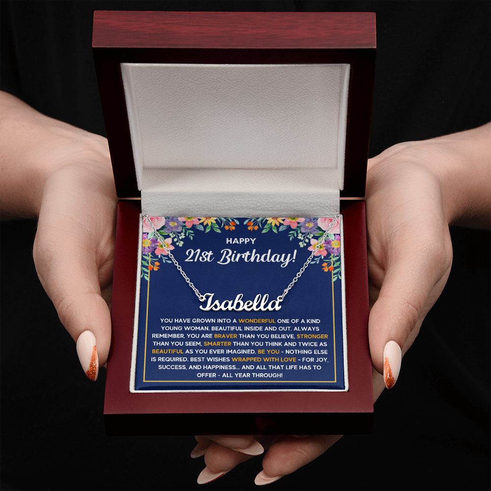 21ST BIRTHDAY WRAPPED CUSTOM NAME NECKLACE