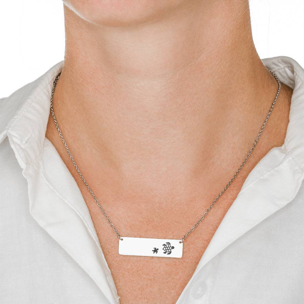 Personalized Mama Turtle + 1 Baby - Necklace
