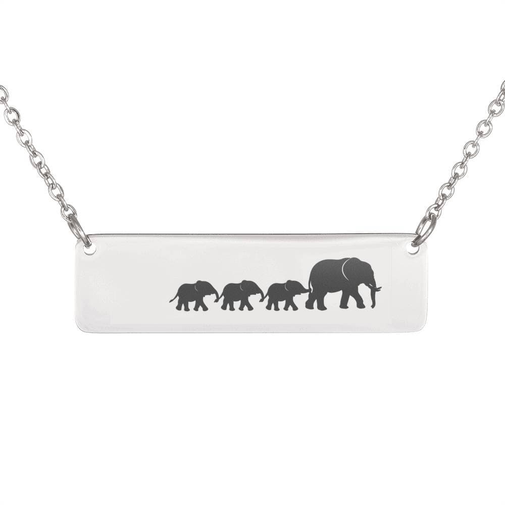 Personalized Mama Elephant + 3 Babies - Necklace