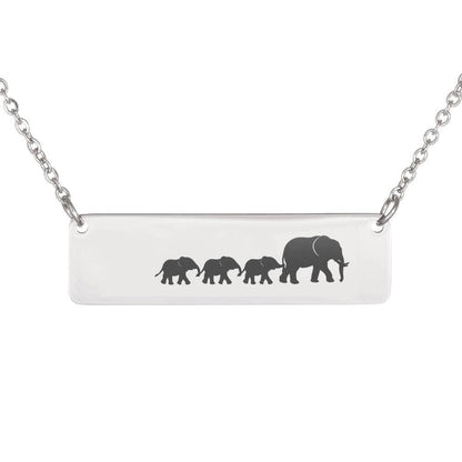 Personalized Mama Elephant + 3 Babies - Necklace