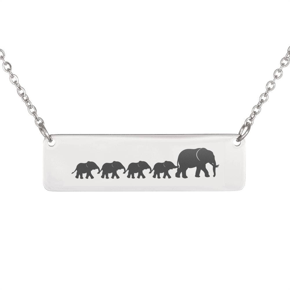 Personalized Mama Elephant + 4 Babies - Necklace