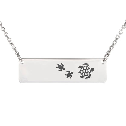Personalized Mama Turtle + 2 Babies - Necklace