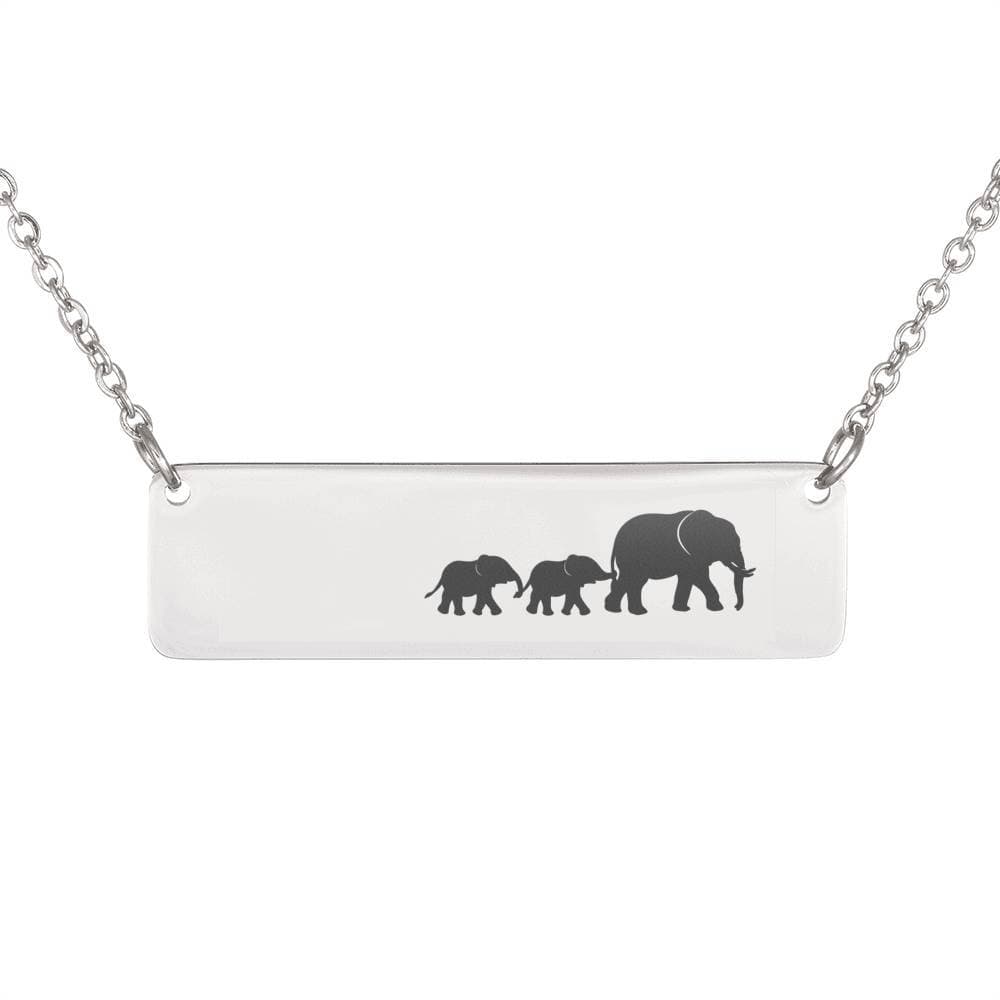 Personalized Mama Elephant + 2 Babies - Necklace
