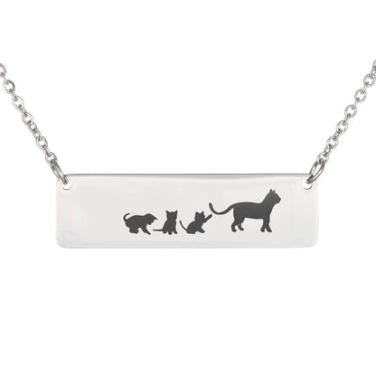 Personalized Mama Cat + 3 Kittens - Necklace