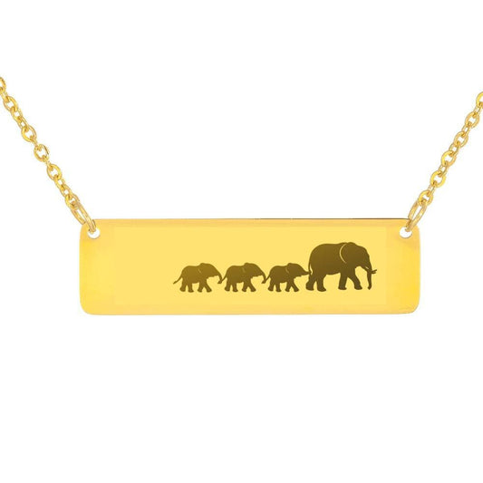Personalized Mama Elephant + 3 Babies - Necklace