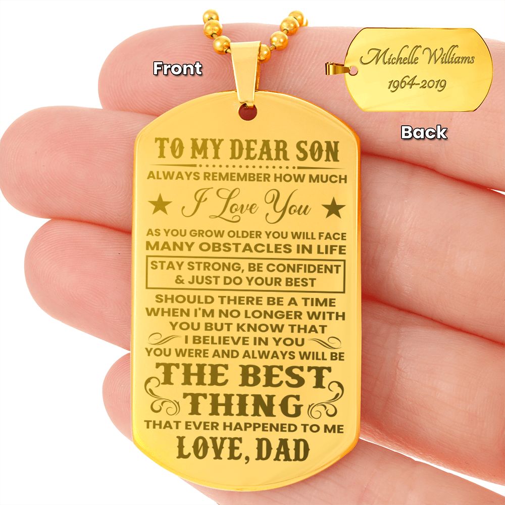Son - Believe In You - Engraved Dog Tag Necklace