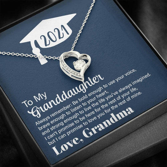 Graduation 2021, To Granddaughter, Heart Necklace, Always Remember, Silver/Gold