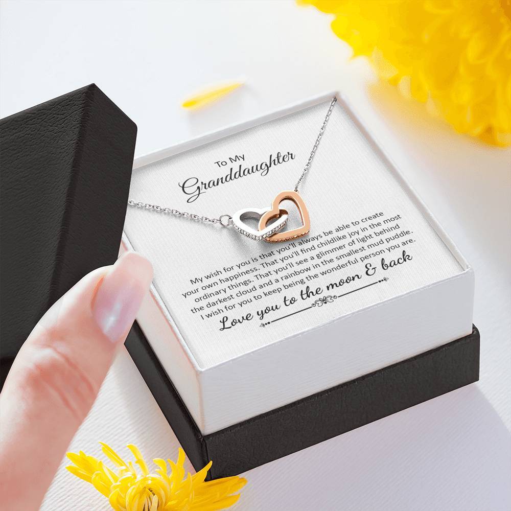 Granddaughter, My Wish, Interlocking Hearts Necklace