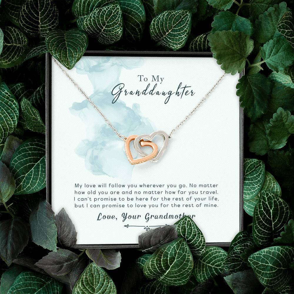 To My Granddaughter - Wherever You Go - Interlocking Hearts Necklace