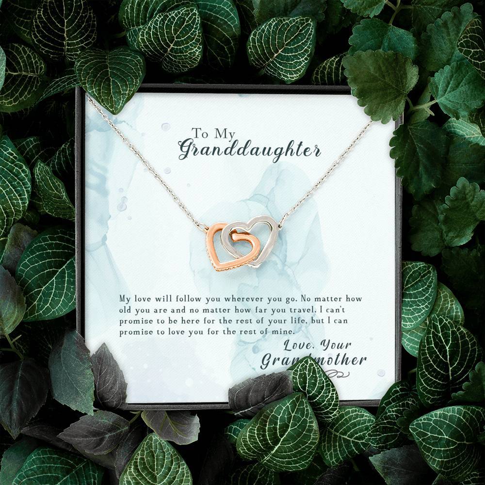To My Granddaughter - No Matter How Far You Travel - Interlocking Hearts Necklace