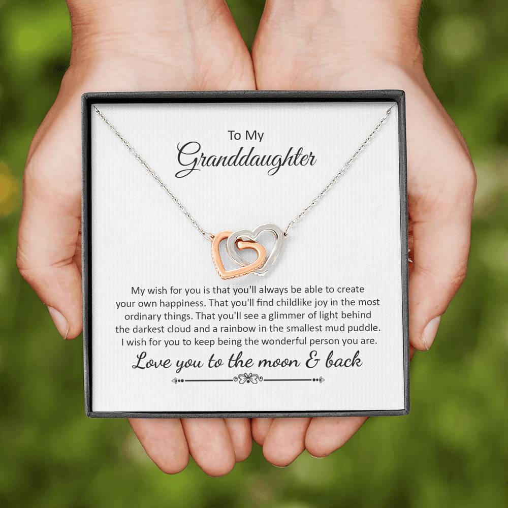 Granddaughter, My Wish, Interlocking Hearts Necklace