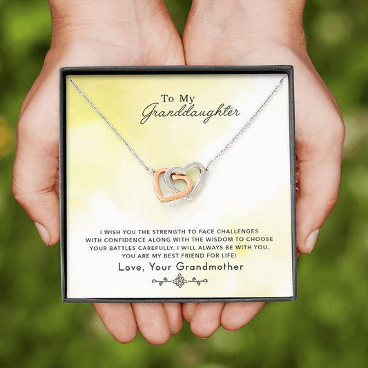 To My Granddaughter - I Will Always Be With You - Interlocking Hearts Necklace