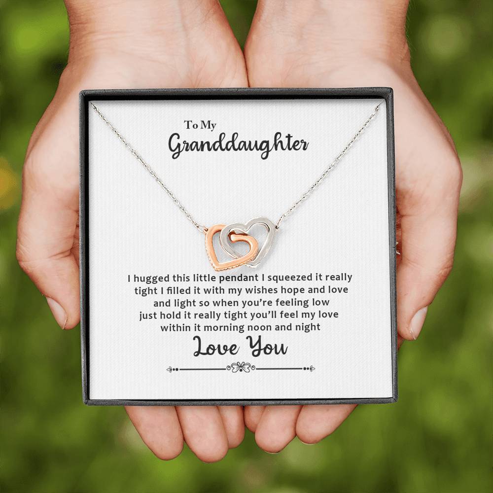 Granddaughter, I Hugged This Little Pendant, Interlocking Hearts Necklace