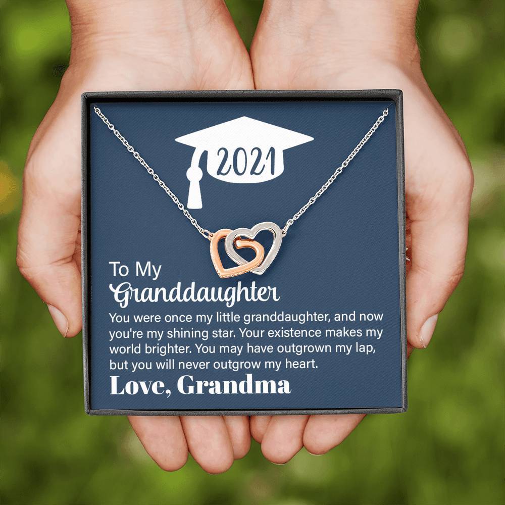 Graduation 2021, To Granddaughter, Interlocking Hearts Necklace