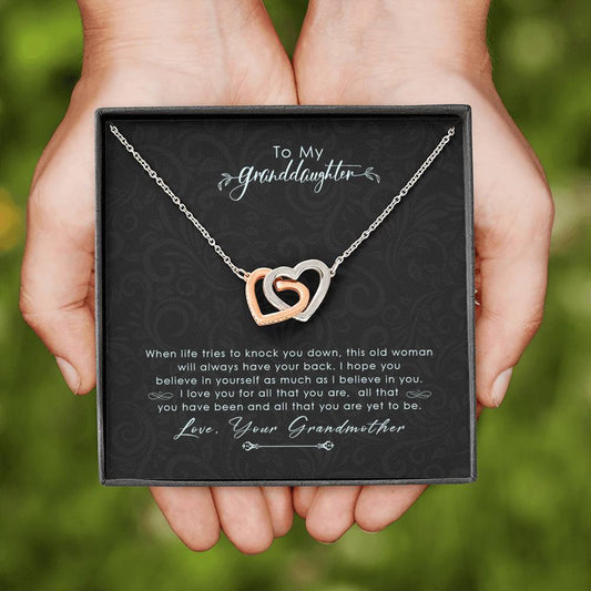 To My Granddaughter - I Love You For All That You Are - Interlocking Hearts Necklace