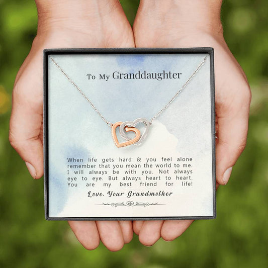 To My Granddaughter - The World For Me - Interlocking Hearts Necklace