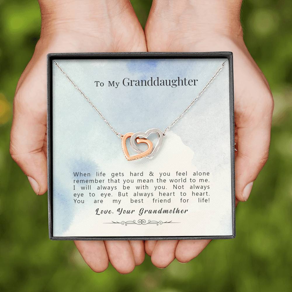 To My Granddaughter - The World For Me - Interlocking Hearts Necklace