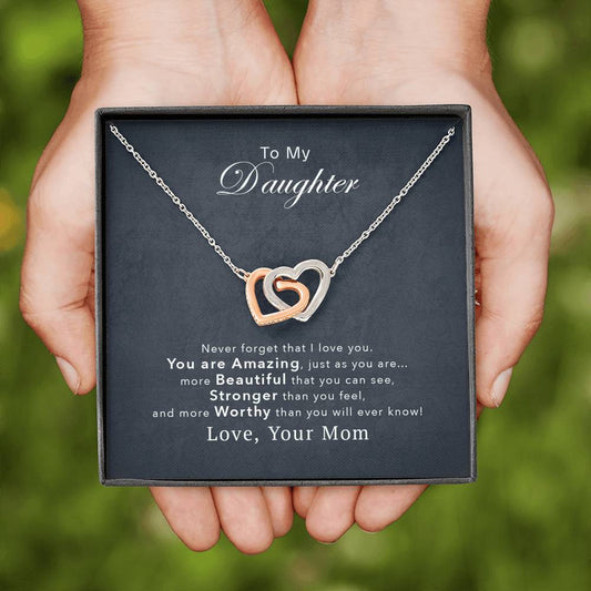 To My Daughter - You Are Amazing - Interlocking Hearts Necklace