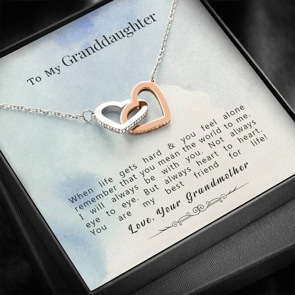To My Granddaughter - The World For Me - Interlocking Hearts Necklace