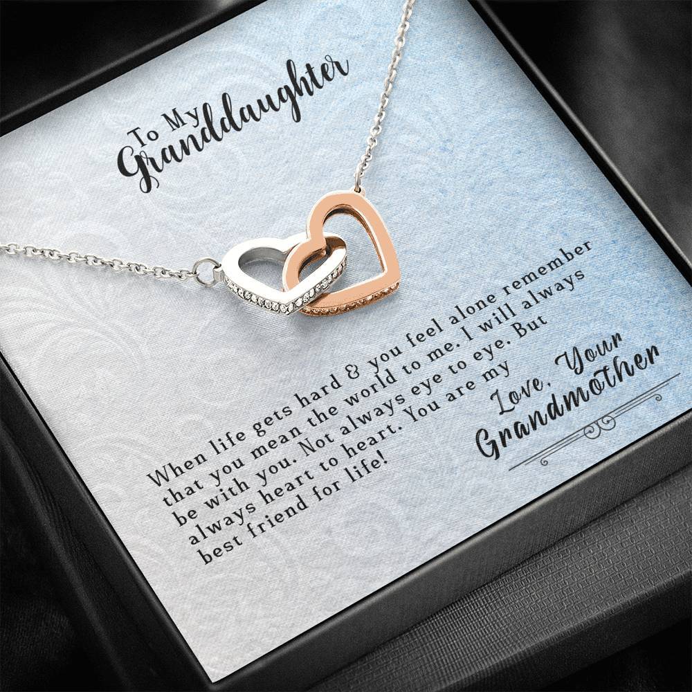 To My Granddaughter - You Are The World To Me - Interlocking Hearts Necklace